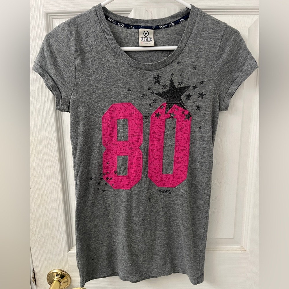 Vintage PINK Victoria’s Secret “80” Gray and Pink T-Shirt